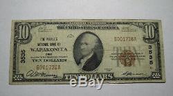 10 $ 1929 Wapakoneta Ohio Oh Banque Nationale Monnaie Note Bill Ch. # 3535 Fin
