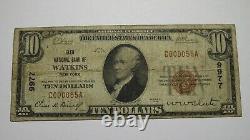 $10 1929 Watkins New York Ny Monnaie Nationale Note De La Banque Bill Ch #9977 Rare