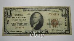10 $ 1929 Wells River Vermont Vt National Currency Bank Note Bill! Ch. #1406 Vf