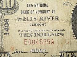 10 $ 1929 Wells River Vermont Vt National Currency Bank Note Bill! Graphique. #1406