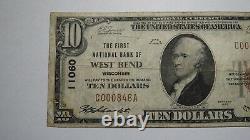 $10 1929 West Bend Wisconsin Wi National Currency Bank Note Bill Ch. #11060 Rare