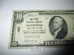10 $ 1929 Westfield Massachusetts Ma Banque De Billets De Banque Nationale Bill! # 190 Fine