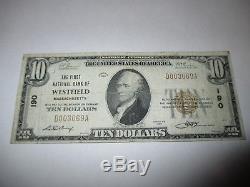 10 $ 1929 Westfield Massachusetts Ma Banque De Billets De Banque Nationale Bill! # 190 Vf