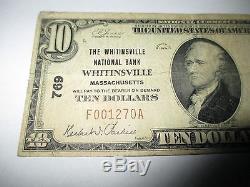 10 $ 1929 Whitinsville Massachusetts Ma Banque Nationale De Billets De Banque Projet De Loi 769 Amende