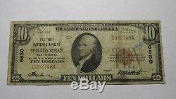 10 $ 1929 Williamson Wv Virginie-occidentale Banque Nationale Monnaie Note Bill! Ch. # 6830