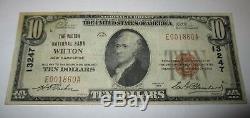 10 $ 1929 Wilton New Hampshire Nh Banque Nationale Monnaie Note Bill! Ch. # 13247 Vf
