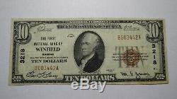 10 $ 1929 Winfield Kansas Ks Banque Nationale Monnaie Note Bill Ch. # 3218 Vf +