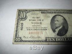 10 1929 $ Wisner Nebraska Ne Billet De Banque Nationale De Billets De Banque! Ch. # 4029 Fine