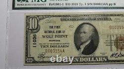 10 1929 Wolf Point Montana Mt Monnaie Nationale Banque Note Bill Ch. #11036 Vf25