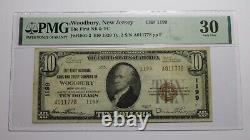 10 $ 1929 Woodbury New Jersey Nj Monnaie Nationale Note De La Banque Bill Ch #1199 Vf30