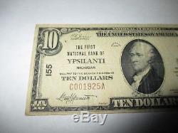 $ 10 1929 Ypsilanti Michigan MI Banque De Billets De Banque Nationale Note Bill! Ch. # 155 Vf
