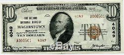 $ 10 Banque Nationale Deuxième Devise Nationale Hagerstown Maryland Unc