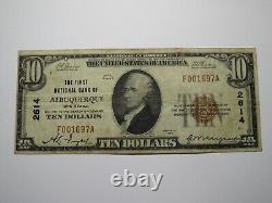 10 $ Billet de Banque National de 1929 d'Albuquerque Nouveau-Mexique NM #2614 BON