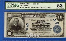 10 $ First National Bank Salem Ohio Chapitre 43 Monnaie Nationale Pmg 53