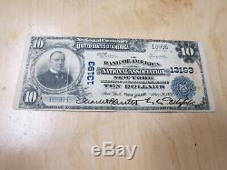 10 $ Série 1902 Banque Nationale Monnaie Note Bank Of America De New York 1928 13193