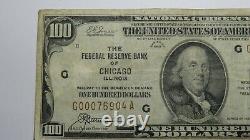 100 $ 1929 Chicago Illinois Monnaie Nationale Note Banque De Réserve Fédérale Note