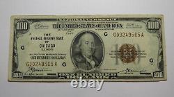 100 $ 1929 Chicago Illinois Note De Monnaie Nationale Réserve Fédérale Note De Banque Amende