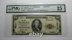 $100 1929 Johnstown Pennsylvania Ap National Monnaie Banque Note Bill #5913 Vf25