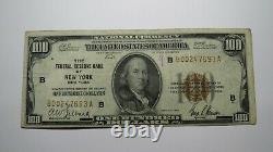 100 $ 1929 New York City Ny Monnaie Nationale Note Banque De Réserve Fédérale Note Vf