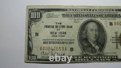 100 $ 1929 New York City Ny Monnaie Nationale Note Banque De Réserve Fédérale Note Vf