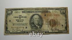 100 $ 1929 New York New York Monnaie Nationale Note Federal Reserve Bank Bill
