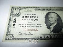 1029 $ 1929 Chariton Iowa Ia Banque De Billets De Banque Nationale Note Bill! Ch. # 13458 Vf ++