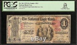 1875 $ 1 Billet De Banque National Eagle Bank Boston À Grande Monnaie En Papier Monnaie