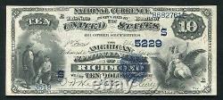 1882 10 $ Db Banque Nationale Américaine De Richmond, Va Monnaie Nationale Ch. N°5229