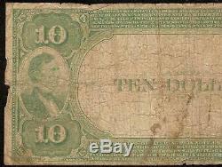 1882 10 $ Louisville Kentucky Banque Nationale Note Grande Monnaie Old Billets