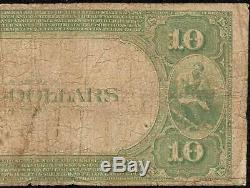1882 10 $ Louisville Kentucky Banque Nationale Note Grande Monnaie Old Billets