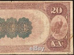 1882 $ 20 Dollar Bill États-unis National Bank Note Grande Monnaie Papier Monnaie
