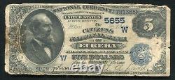 1882 $ 5 Vb Banque Nationale Des Citoyens D'eureka, Monnaie Nationale De Ks Ch. #5655