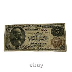 1883 New York $5 Monnaie Nationale La Quatrième Banque Nationale De La Ville De Ny