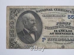 1900 $ 5 Grandes Devises Nationales Première Banque Nationale Honolulu Hawaii 5550