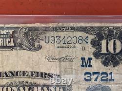 1902 $ 10 $ Alliance Ohio National Bank Note Devise 3721 #u934208