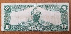 1902 10 $ DIX Dollar Cedar Rapids Iowa Banque Nationale Devise Nationale 3643 Note
