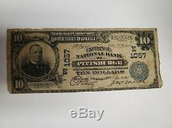 1902 $ 10 DIX Dollars Bourse Banque Nationale De Pittsburgh Pa Monnaie Remarque