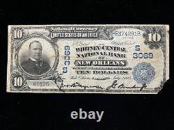 1902 10 $ DIX Dollars New Orleans La National Bank Note Devise (ch. 3069)