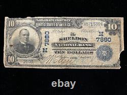 1902 10 $ DIX Dollars Sheldon Ia Note De La Banque Nationale Devise (ch. 7880)