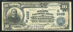 1902 10 $ Db La Banque Nationale 4 De Nashville, Tn Monnaie Nationale Ch. # 1669