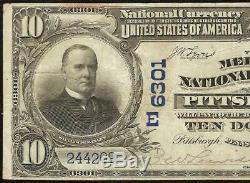 1902 10 $ Dollar Date De Retour Mellon Banque Nationale Note Grande Monnaie Billets