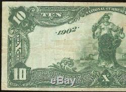 1902 10 $ Dollar Date De Retour Mellon Banque Nationale Note Grande Monnaie Billets