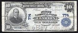 1902 10 $ La Première Banque Nationale De Clarion, Pa Monnaie Nationale Ch. # 774