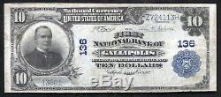 1902 10 $ La Première Banque Nationale De Gallipolis, Oh Monnaie Nationale Ch. # 136