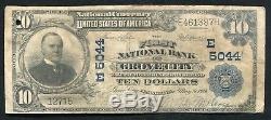 1902 10 $ La Première Banque Nationale De Grove City, Pennsylvanie Monnaie Ch. # 5044