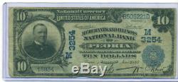 1902 $ 10 Merchants Bank National De Peoria ILL Charte Monnaie Nationale M 3254