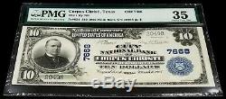 1902 $ 10 Nat'l Monnaie, City National Bank Of Corpus Christi, Tx! Pmg Ch Vf 35