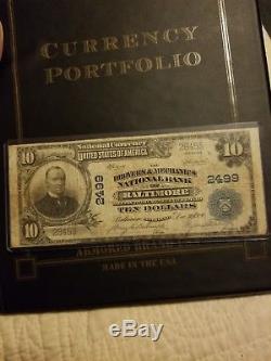 1902 10 $ Note De La Banque Nationale Baltimore Maryland Devise Grande Taille DIX