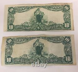 1902 $ 10 Première Banque Nationale De Hartford Ct Notes Sur La Monnaie N ° 121 Et 121n