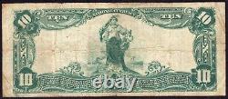 1902 $10 Première Banque Nationale Note Monétaire Bridgeport Connecticut Très Bien Vf